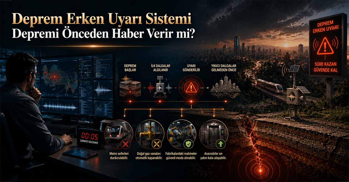 Deprem erken uyarı sisteminin ilk sismik dalgaları algılayarak kritik altyapılara saniyeler kazandırması.