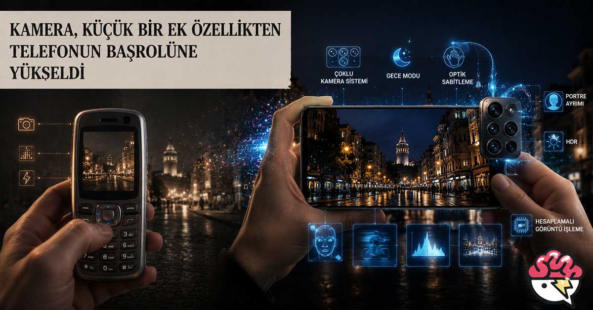 Cep telefonu kamerasının büyük dönüşümünü gösteren görsel.