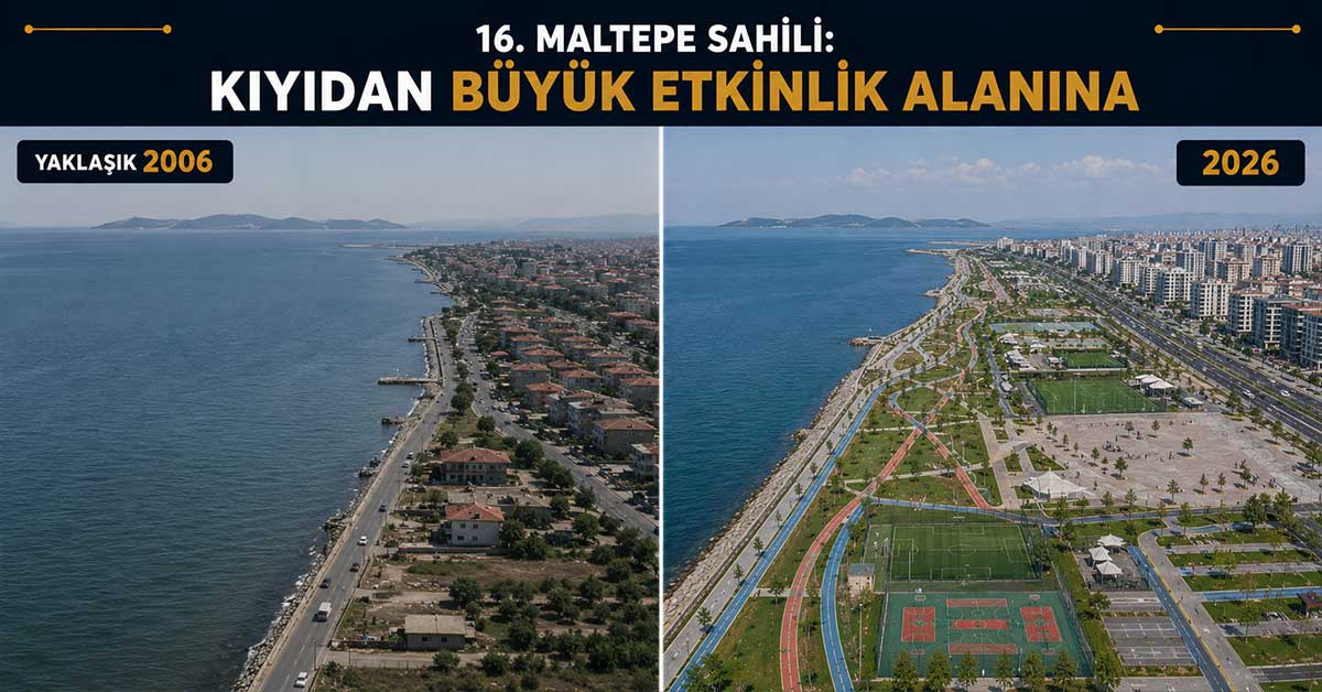 Maltepe sahilinin dolgu öncesi ve sonrası hava görüntüsü