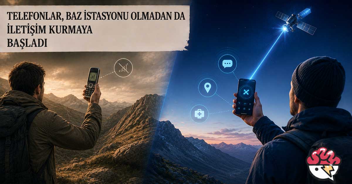 Uydu destekli iletişim ve şebeke dışı bağlantıyı gösteren görsel.