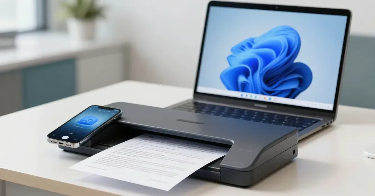 Belgeyi tarayıp Microsoft odaklı bulut çalışma alanına kaydetmeyi temsil eden sahne