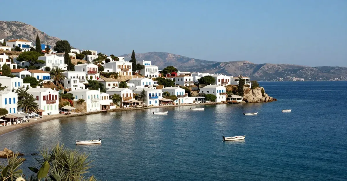 Bodrum yarımadasını çağrıştıran beyaz evli sakin eylül koyu